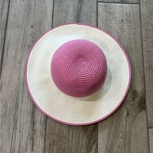 Pink and white sun hat